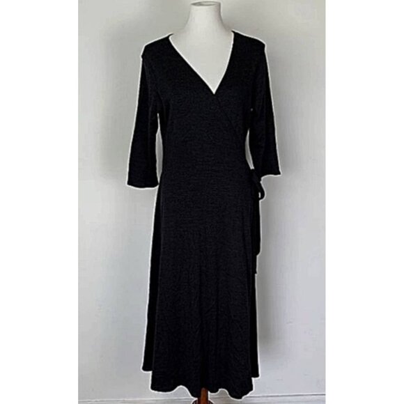 Eileen Fisher - Wool Jersey Surplice 46" Wrap Dress, Sml Oversize fits Med - Picture 7 of 11